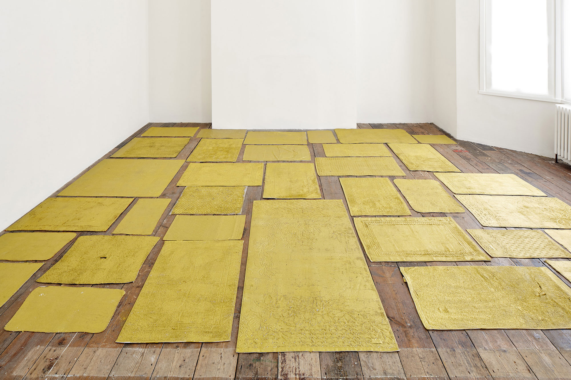 Adriano Costa, Straight from the House of Trophies—Ouro Velho, 2013 Paint on fabric and plastic, overall dimensions variable. Solomon R. Guggenheim Museum, New York, Guggenheim UBS MAP Purchase Fund. Installation view: Under the Same Sun: Art from Latin America Today, South London Gallery, June 10–September 4, 2016. Courtesy: Solomon R. Guggenheim Foundation and the South London Gallery. Photo: Andy Stagg