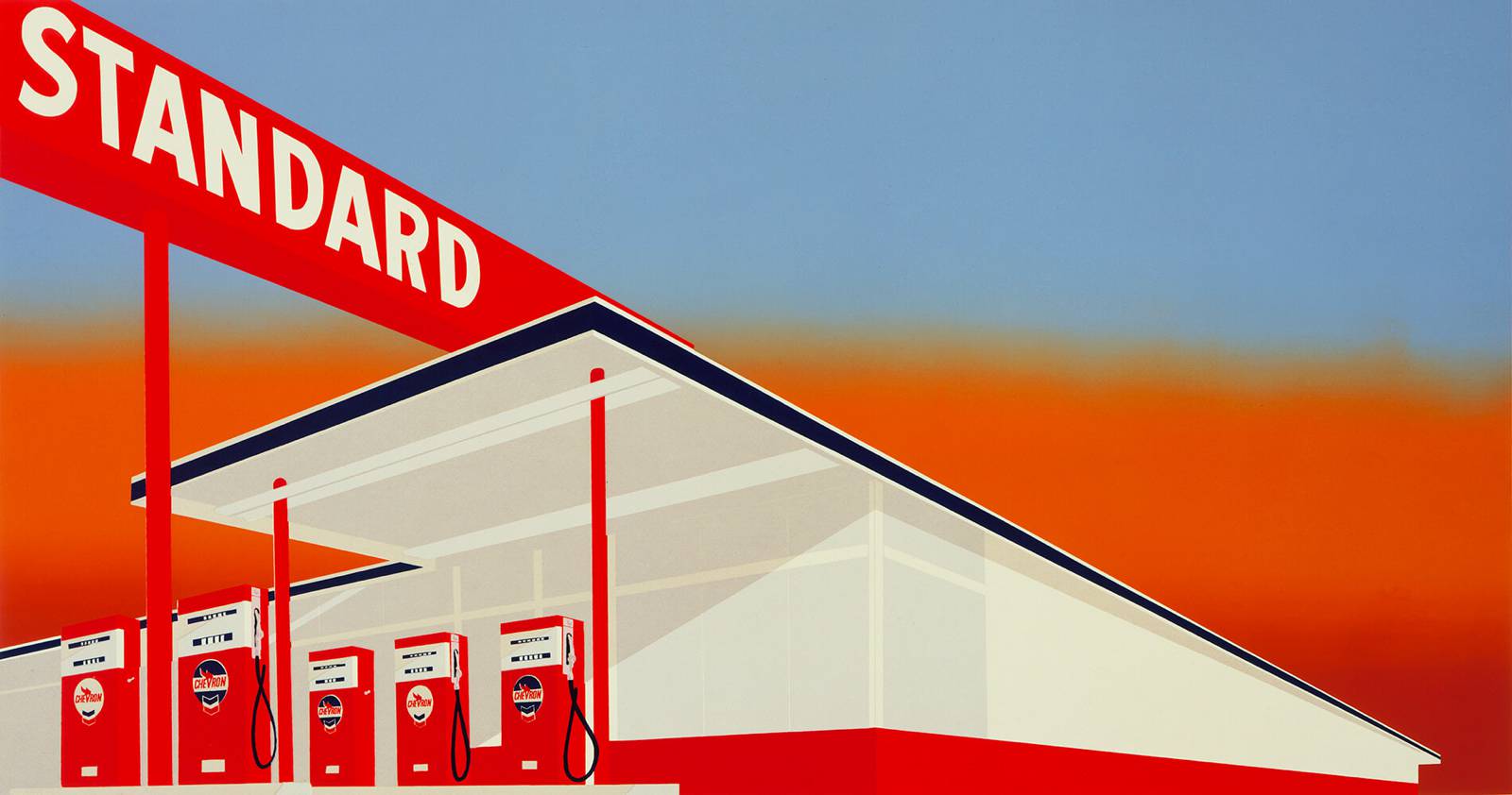 The American Dream, pop to present. Edward Ruscha (b.1937). Standard Station. Screenprint, 1966. The Museum of Modern Art, New York_Scala, Florence. Courtesy of Ed Ruscha.